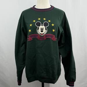 Vintage 90s Mickey & Co Crewneck Sweatshirt Green Embroidered USA M